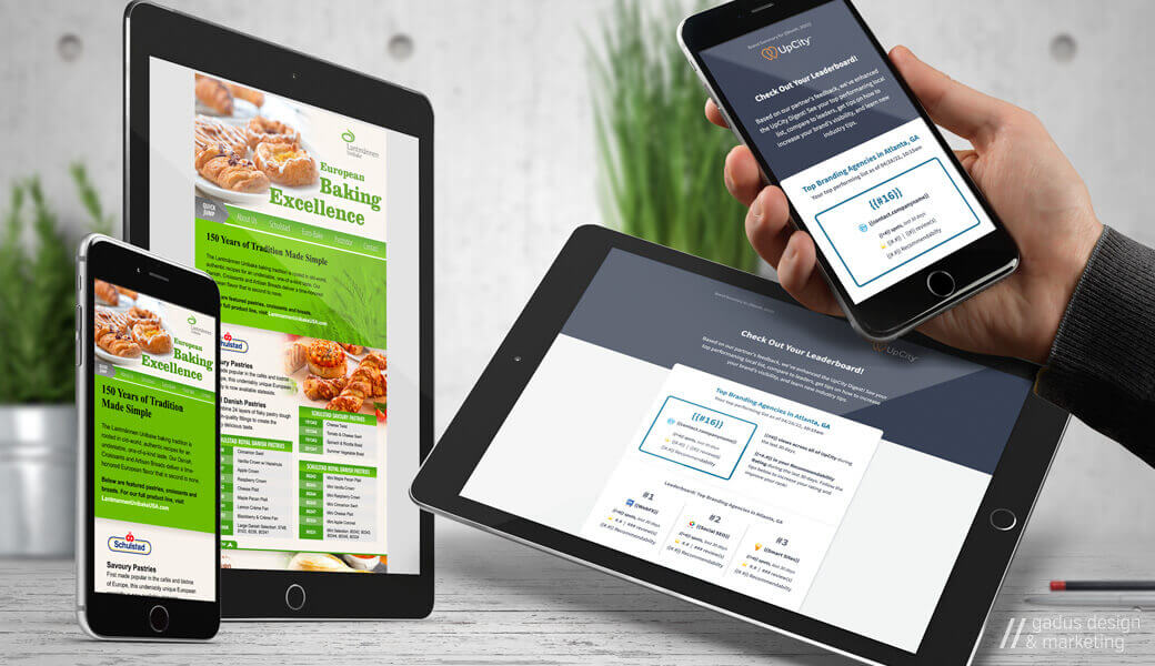 An in-context rendering of responsive email marketing assets.